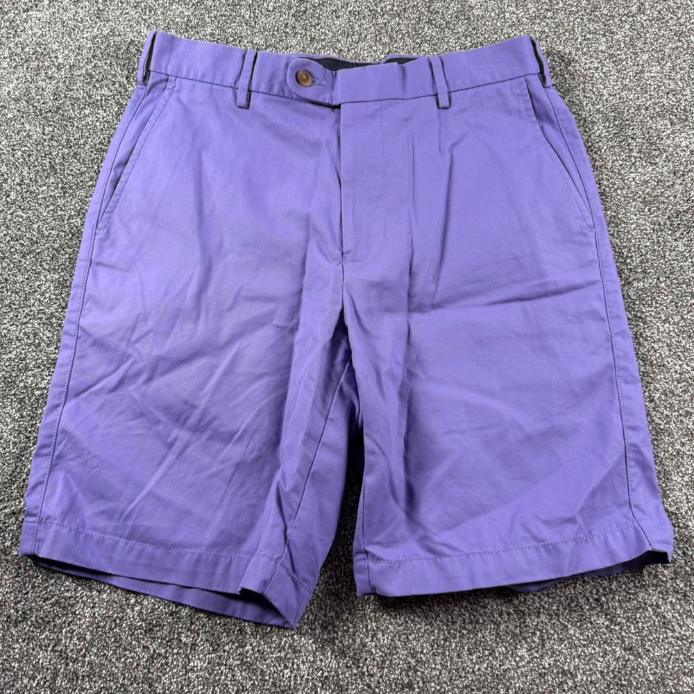 Peter Millar Shorts Men's 30x8.5 Purple Flat Front Chino Golf Casual Luxury Peru